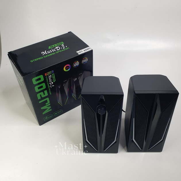 Настольные колонки компьютерные c RGB подсветкой MUSIC DJ, акустическая система 2.0 для ПК Черные M-110A - изображение 2