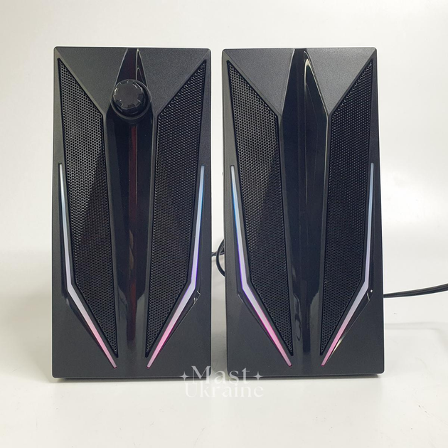 Настольные колонки компьютерные c RGB подсветкой MUSIC DJ, акустическая система 2.0 для ПК Черные M-110A - изображение 4
