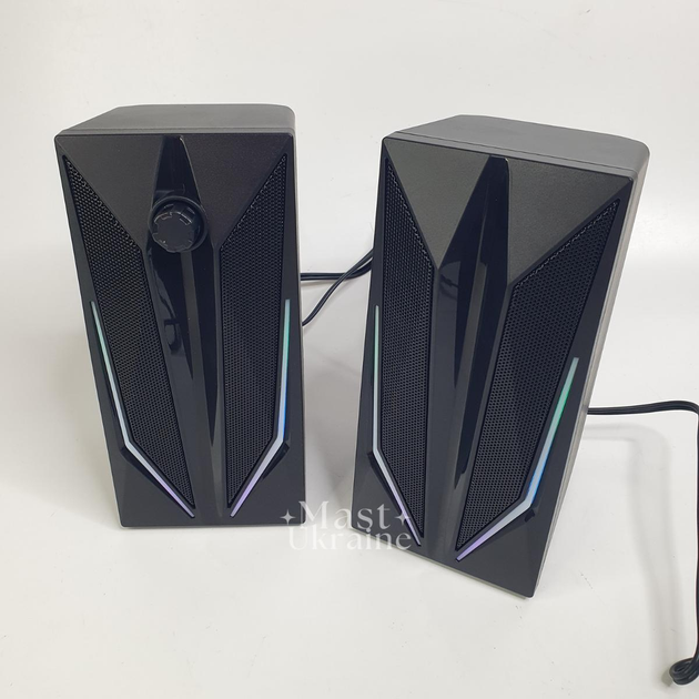 Настольные колонки компьютерные c RGB подсветкой MUSIC DJ, акустическая система 2.0 для ПК Черные M-110A - изображение 9