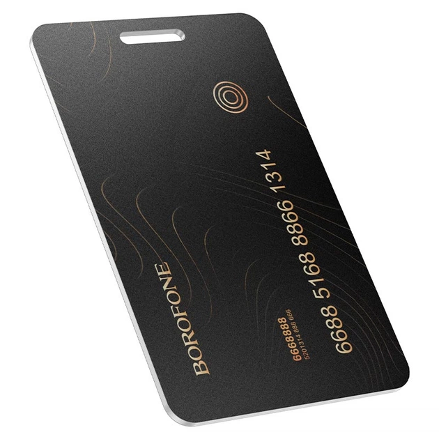 Пошуковий брелок-трекер для дітей, кішок, собак та ключів Borofone BC102 Search Card type intelligent positioning anti-lost device |Apple Find Me, IP68| (black) - зображення 2