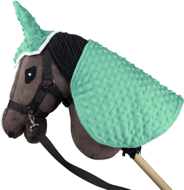 Аксесуари для коней Hobby Horse Skippi Двостороння попона та навушники Mint (5906361450308) - зображення 3
