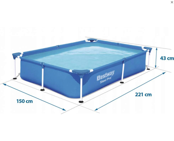 Детский прямоугольный каркасный бассейн Bestway 56401 Steel Pro Размер 221x150х43 см - изображение 6