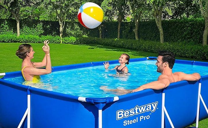Детский прямоугольный каркасный бассейн с фильтр-насосом Bestway 56411 Steel Pro Размер 300x201х66 см - изображение 2