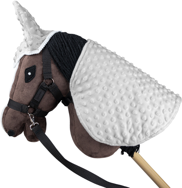Аксесуари для коней Hobby Horse Skippi Двостороння попона та навушники Grey (5906361450315) - зображення 3