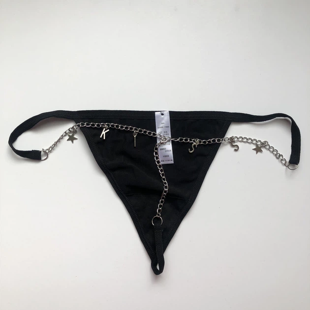 Жіночі сексуальні трусики стрінги з підвісками Sexy One Size чорний (8-190) - изображение 5