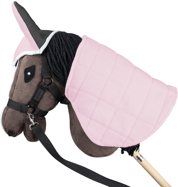 Akcesoria dla konia Hobby Horse Skippi Derka dwustronna i nauszniki Różowa i szara (5906361451213) - obraz 5