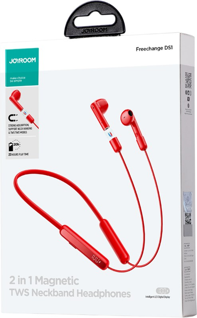 Słuchawki JOYROOM NeckBand JR-DS1 Red (6956116737214) - obraz 7