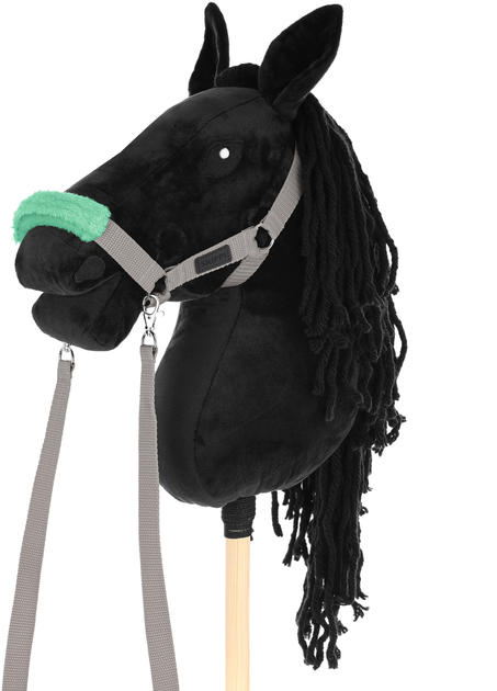 Akcesoria dla konia Hobby Horse Skippi Kantar, wodze, 2 wymienne futerka Szary (5906361451053) - obraz 5