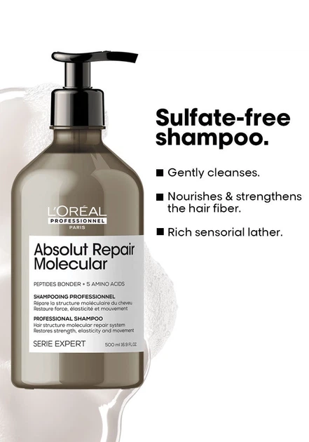 Шампунь L'Oreal Paris Absolut Repair Molecular для восстановления волос 500 мл (3474637153557) - изображение 6