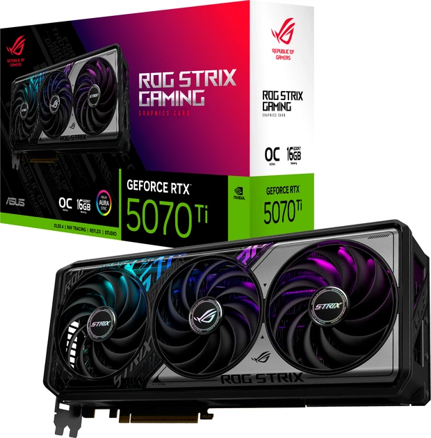 新品未開封品ASUS GeForce RTX 5070 Ti OC 16GB Видеокарта ASUS PCI-Ex GeForce RTX 5070 Ti ROG Strix OC