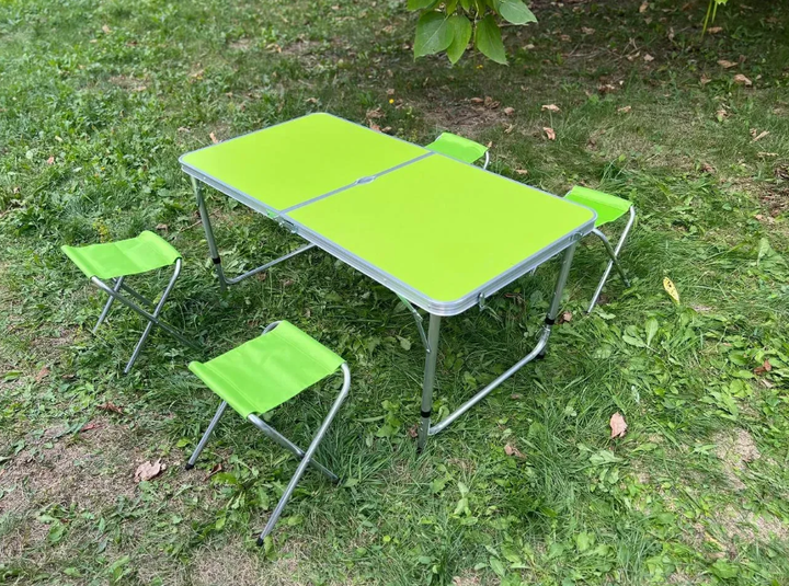 Стол раскладной для пикника и рыбалки Folding Table с 4 стульями Зеленый - изображение 3