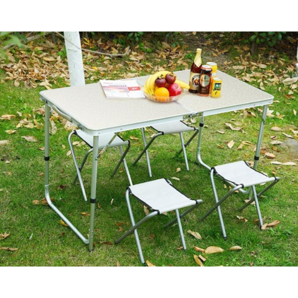 Стол раскладной для пикника и рыбалки Folding Table с 4 стульями Белый Мрамор - изображение 9