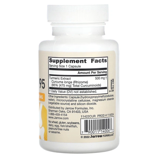 Куркумин 95 экстракт куркумы Jarrow Formulas Curcumin 500 мг 60 капсул в упаковке (ARE-573536) - изображение 2