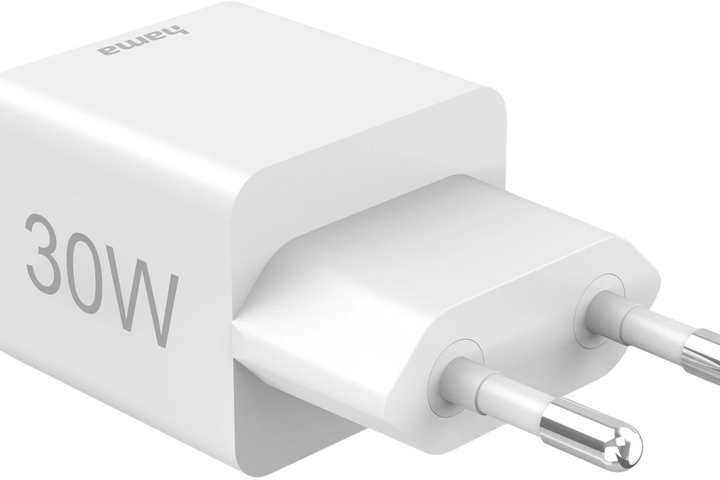 Зарядний пристрій Hama Mini PD/QC 1 x USB-C, 1 x USB-A 30W White (4047443516527) - зображення 4