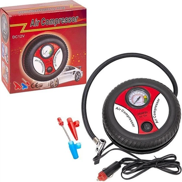 Автомобильный компрессор в форме колеса Air Compressor DC12V 260 PSI - для подкачки колес - изображение 5