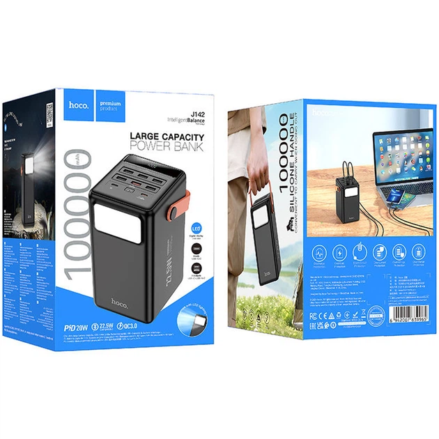 Зовнішній акумулятор Hoco Surpass J142 100000mAh 22.5W Black [131318] - зображення 4