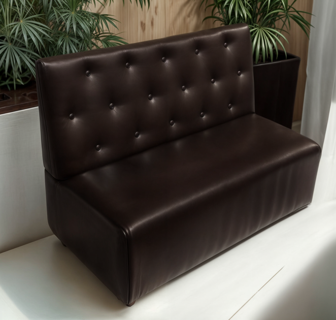 Диван для кафе Tobi Sho Бостон с высокой спинкой и пуговицами 1200x630x850, кожзам Темный шоколад 22311 - Фото 2 Диван для кафе Tobi Sho Бостон с высокой спинкой и пуговицами 1200x630x850, кожзам Темный шоколад 22311 - изображение 2