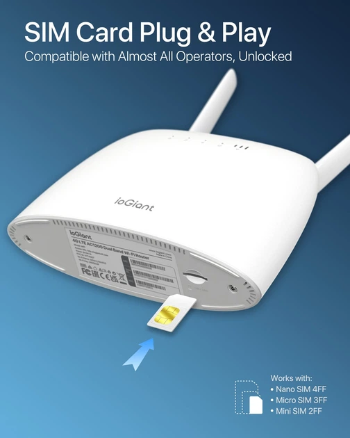 Мобильный Wi-Fi-маршрутизатор ioGiant 4G LTE 1200 Мбит/с - изображение 3