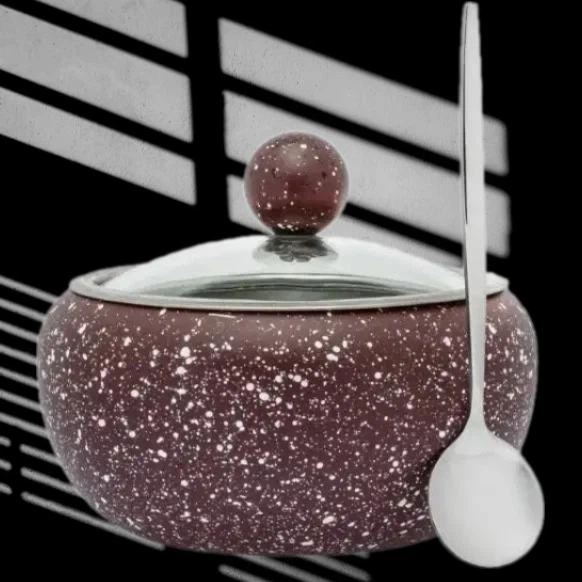 Сахарница 450 г с чайной ложкой Коричневый - изображение 3