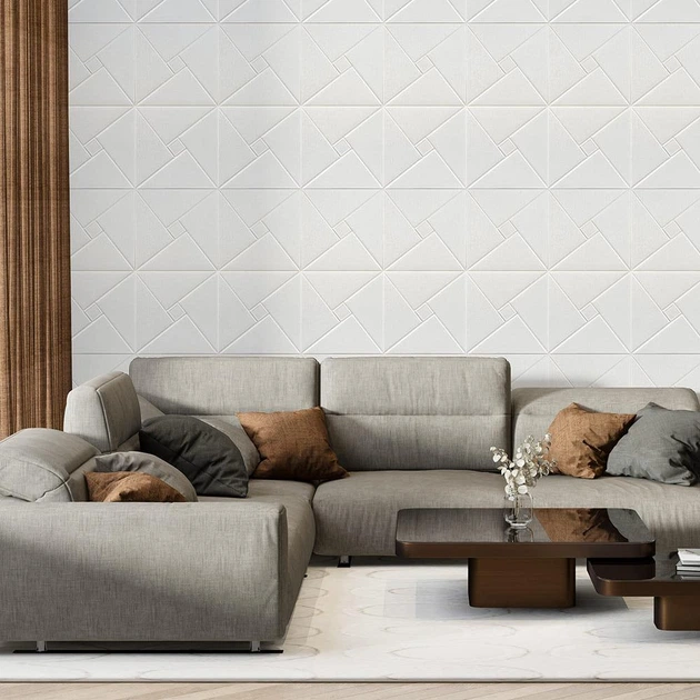 Самоклеющаяся стеновая 3Д панель-вагонка "Геометрические ромбы" 680x670x5.5мм Белый - изображение 2