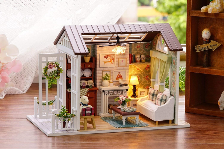 3D Румбокс конструктор кукольный дом Гостиная с верандой и камином DIY Cute Room 8008-D - Фото 6 3D Румбокс конструктор кукольный дом Гостиная с верандой и камином DIY Cute Room 8008-D - изображение 6