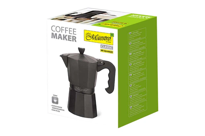 Кофеварка гейзерная алюминиевая Maestro 300мл черная (MR-1666-6-BLACK) - изображение 3