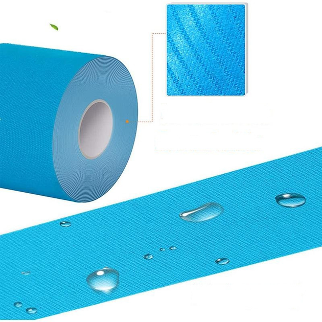 Кінезіо Тейп 7.5см х 5м спортивна тейп стрічка Kinesiology Tape, голубий - зображення 2