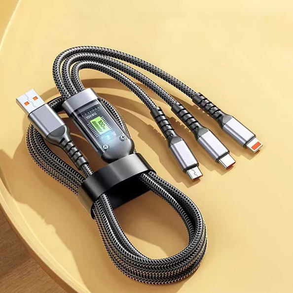 Кабель для заряджання телефонів USB, Type-C, Lightning із швидкою зарядкою, довжина шнура 1 м - Фото 1 Кабель для заряджання телефонів USB, Type-C, Lightning із швидкою зарядкою, довжина шнура 1 м - зображення 1