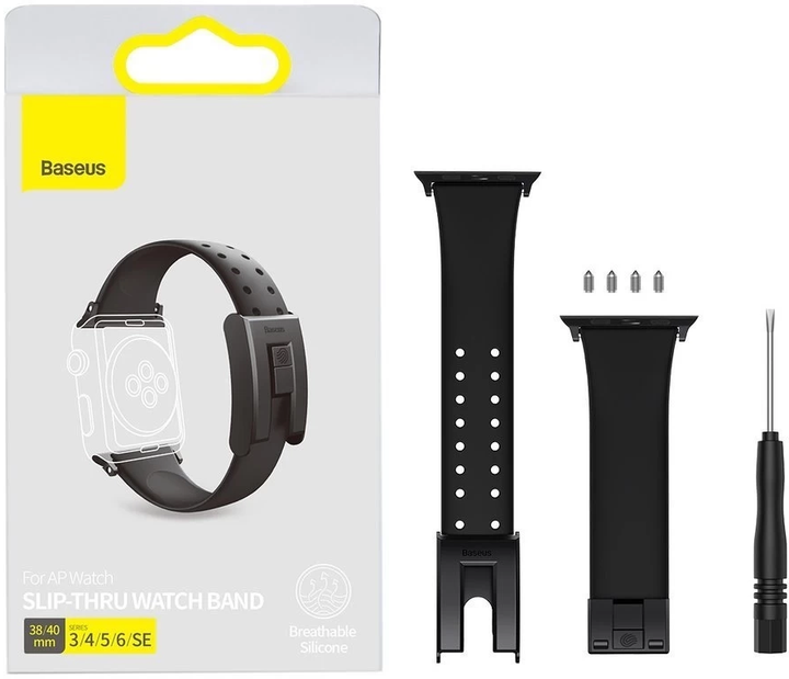 Ремінець Baseus Slip-Thru для Apple Watch Series 3 / 4 / 5 / 6 / SE 38 | 40 mm Black (LBWSE-01) - зображення 12