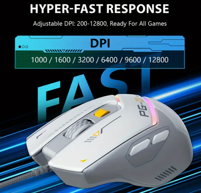 Проводная игровая мышь Inphic PG1 DPI 12800 эргономичный дизайн и макропрограммирование/RGB-подсветка - Фото 2 Проводная игровая мышь Inphic PG1 DPI 12800 эргономичный дизайн и макропрограммирование/RGB-подсветка - изображение 2