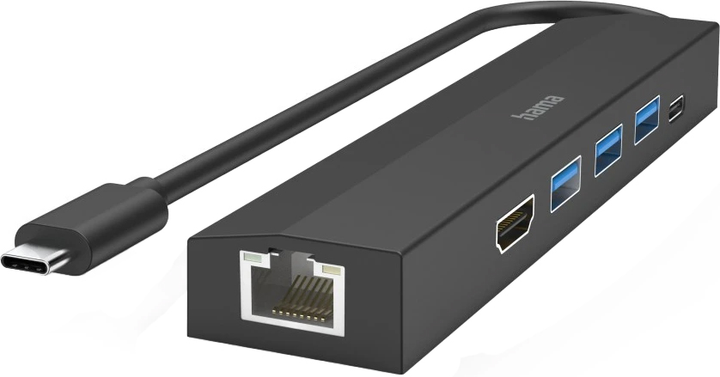 Hub USB Hama Multiport 6-in-1 3 x USB-A + USB-C + HDMI + LAN Black (4047443505484) - obraz 8
