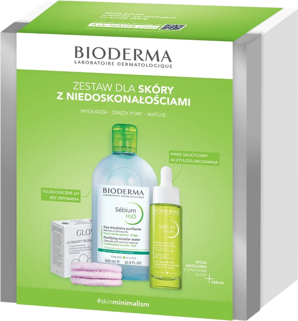 Zestaw Bioderma Sebium Xmass 2024 Woda micelarna 500 ml + Serum 30 ml + Płatki wielorazowe 3 szt (5902444130570) - obraz 5