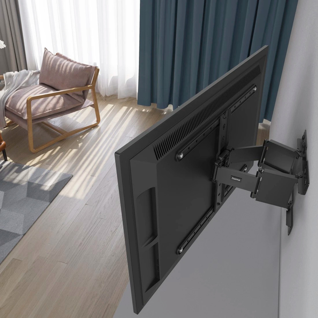 Кронштейн для телевізора Hama LCD/LED VESA 600x400 Fullmotion Scissor Arms 90" (4047443509932) - зображення 4