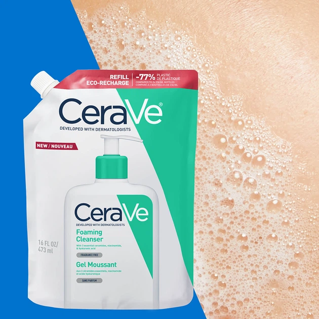 Змінний блок Очищувальний гель для обличчя і тіла CeraVe Foaming Cleanser для нормальної та жирної шкіри 473 мл (3337875905596) - зображення 3