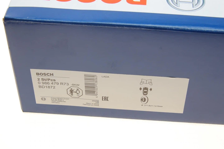 Диск гальмівний передній Lada Niva/Nadeschda 1.7/1.8 97- 271.8x11.1 - 0 986 479 R73 BOSCH - зображення 6