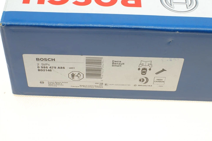 Диск гальмівний передній Renault Kangoo 1.5 DCI/1.6 16V 08- 258x22 - 0 986 479 A86 BOSCH - зображення 9