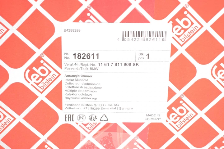 Коллектор впускной BMW 3 (E90/F30/F80)/5(F10)/7 (F01-F04) N57 D30A Febi Bilstein 182611 - изображение 2