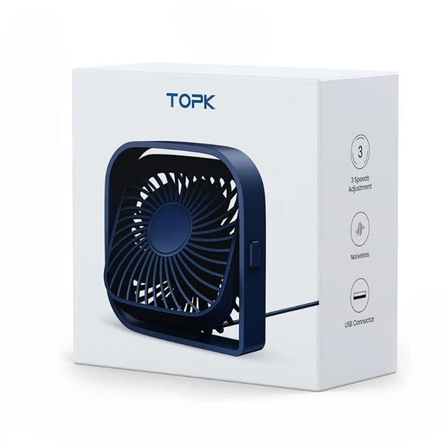 Вентилятор TOPK K50 USB, 8.5cm, 3 скорости, USB 5V 1m, 5W, 360град. dark-blue - изображение 7