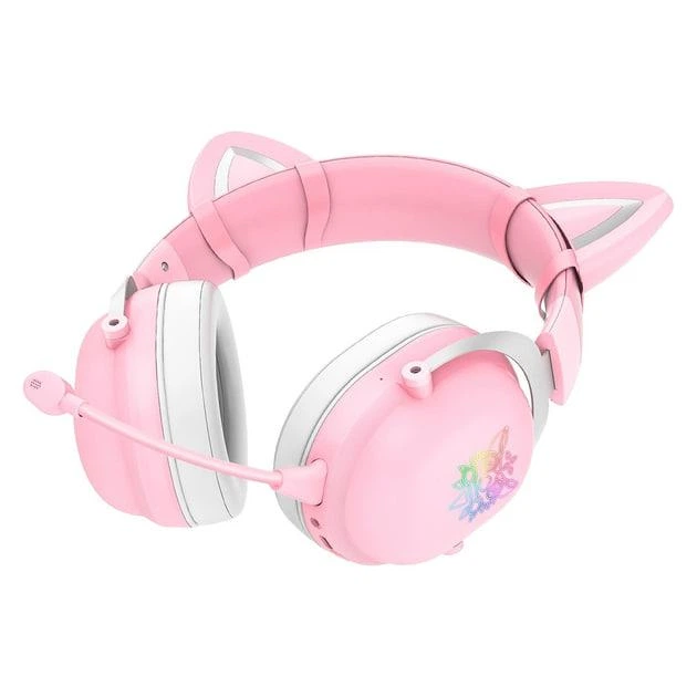 Игровые беспроводные наушники Onikuma B20 с микрофоном и LED RGB подсветкой геймерская гарнитура Pink - изображение 4