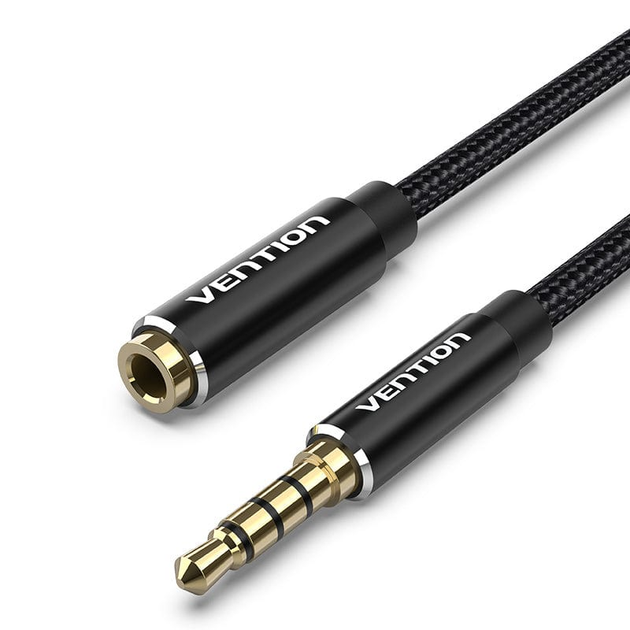 Кабель Vention Audio 3.5 мм 1 м Black Metal Type, 4 pin, з підтримкою мікрофона, стерео (BHCBF) - Фото 1 Кабель Vention Audio 3.5 мм 1 м Black Metal Type, 4 pin, з підтримкою мікрофона, стерео (BHCBF) - зображення 1