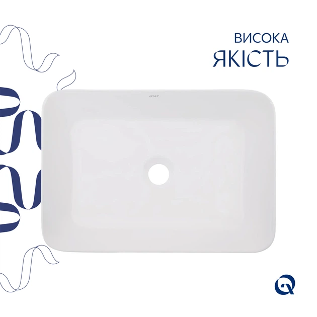 Комплект Qtap Virgo: Раковина накладная прямоугольная 490х350х110 мм White + Донный клапан PU02 - изображение 4