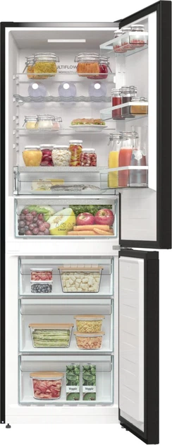 Холодильник Gorenje NRK619EABXL4 з нижн. мороз. камерою, 185х60х60см, 2 дв., Х- 204л, М- 96л, A+, NoFrost Plus, Fresh zone, чорний - изображение 6