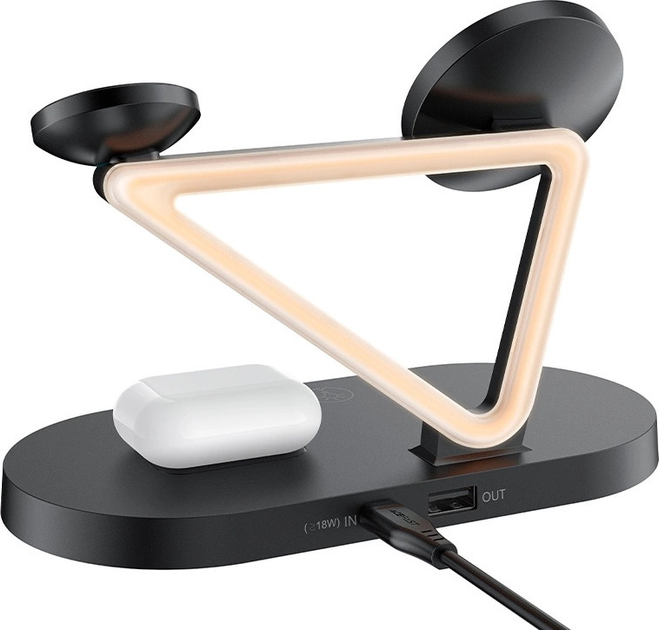 Бездротова зарядна станція Acefast E9 Qi 15W для iPhone, Apple Watch i Apple AirPods Black (6974316281603) - зображення 3