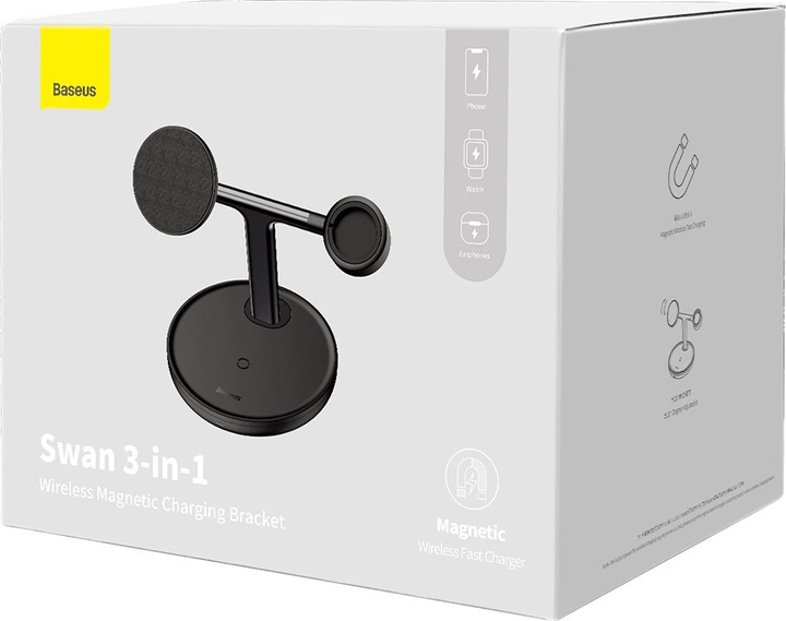 Bezprzewodowa stacja ładowania Baseus Swan do iPhone, Apple Watch i Apple AirPods Black (WXTE000101) - obraz 8