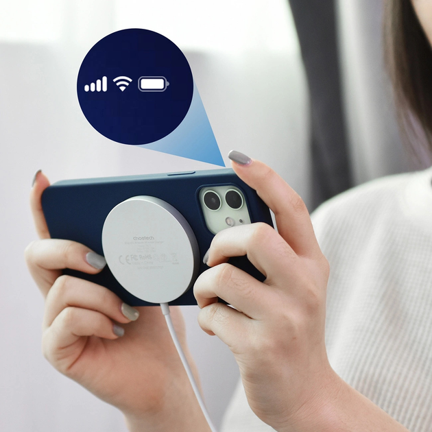 Bezprzewodowa ładowarka CHOETECH T518-F Magnetic Wireless Charger 15W White (6932112103802) - obraz 7