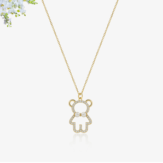 Підвіска кольє Teddy bear Yixin з білими перлинами - зображення 4