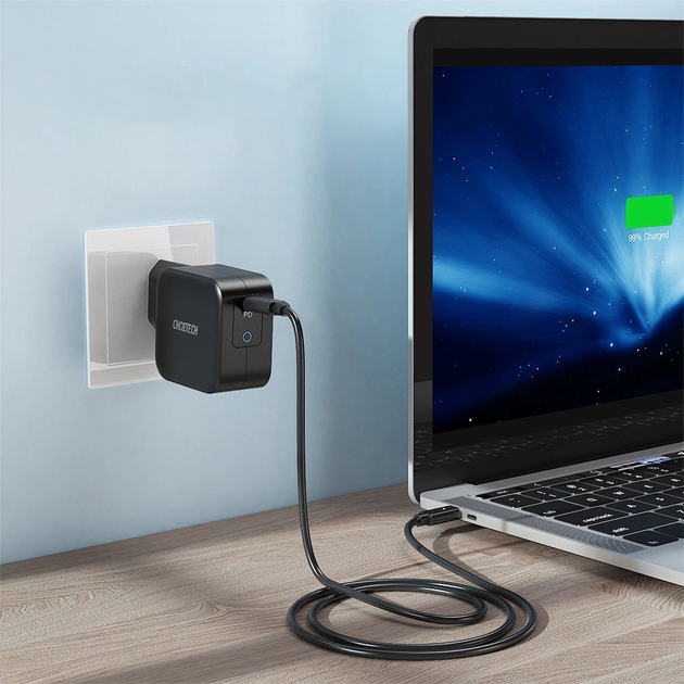 Ładowarka CHOETECH Q6006 GaN USB-C PD 61 W Black (6971824975536) - obraz 3