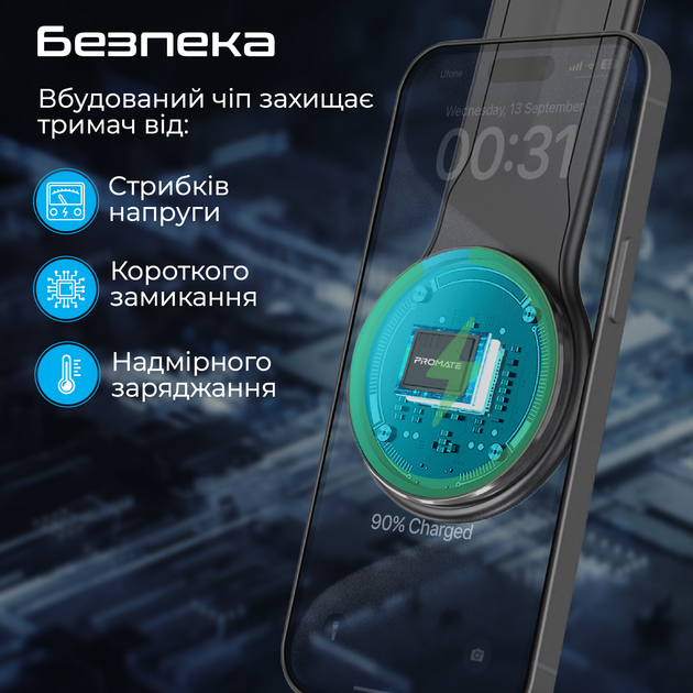 Бездротовий зарядний пристрій Promate Laxmount-15W MagSafe Black (laxmount-15w) - зображення 6