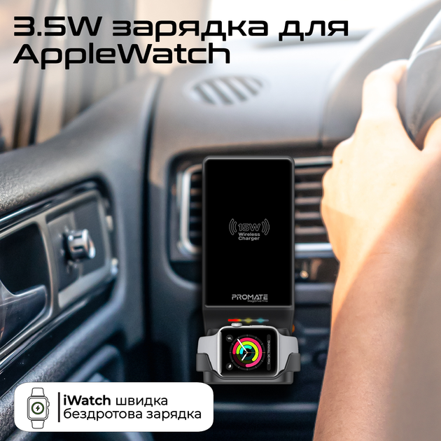 Бездротовий зарядний пристрій Promate MagDrive-Trio MagSafe Black (magdrive-trio.black) - зображення 5