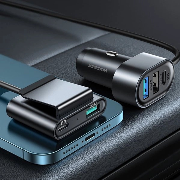 Ładowarka samochodowa z przedłużaczem Joyroom JR-CL05 2 x USB-C + 3 x USB-A 72 W 1.5 m Black (6941237153173) - obraz 9